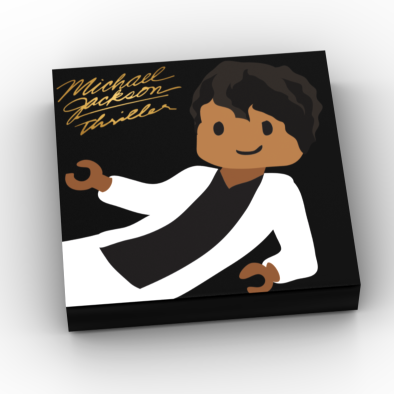 Custom printed Michael Stack'em, Builder music album cover tile by B3 Customs featuring artwork inspired by Thriller album.