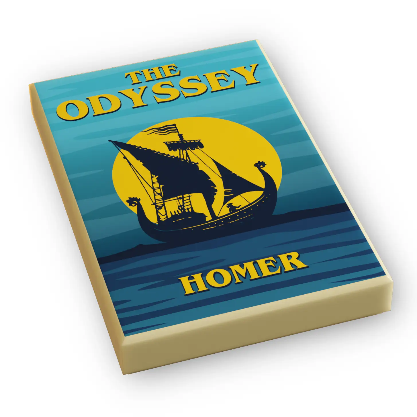 Custom printed LEGO Odyssey book tile by B3 Customs, featuring detailed artwork on a 2x3 tile for LEGO projects.