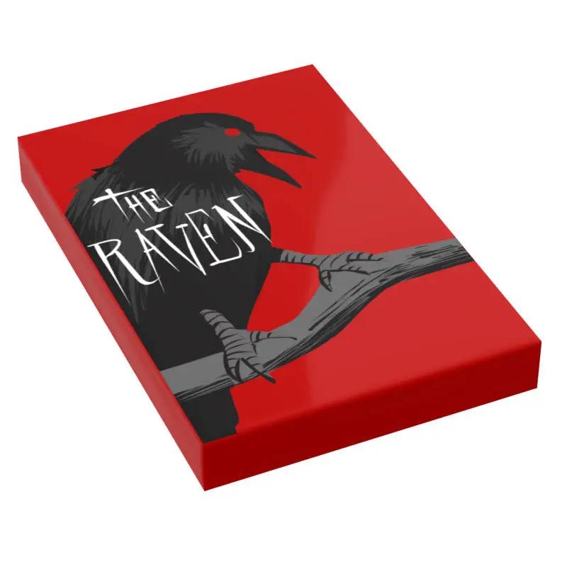 Custom LEGO Raven Classic Book tile by B3 Customs featuring Edgar Allan Poe design, made from printed LEGO parts.