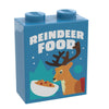 Custom printed LEGO reindeer food box, 1x2x2 brick, by B3 Customs, featuring festive holiday design and branding.