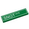 Custom LEGO SNOT Ave street sign tile made with 1x4 brick from B3 Customs featuring printed street name graphics.