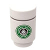 Custom printed Somanybucks coffee cup for LEGO minifigs, created by B3 Customs, with detailed Starbucks-themed design.