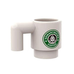 Custom LEGO Starbucks coffee mug made by B3 Customs, featuring detailed printed design on a LEGO minifig-compatible ceramic mug.