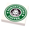 Custom LEGO coffee sign tile by B3 Customs featuring a printed "Somanybucks Coffee" design on a 2x2 LEGO tile.