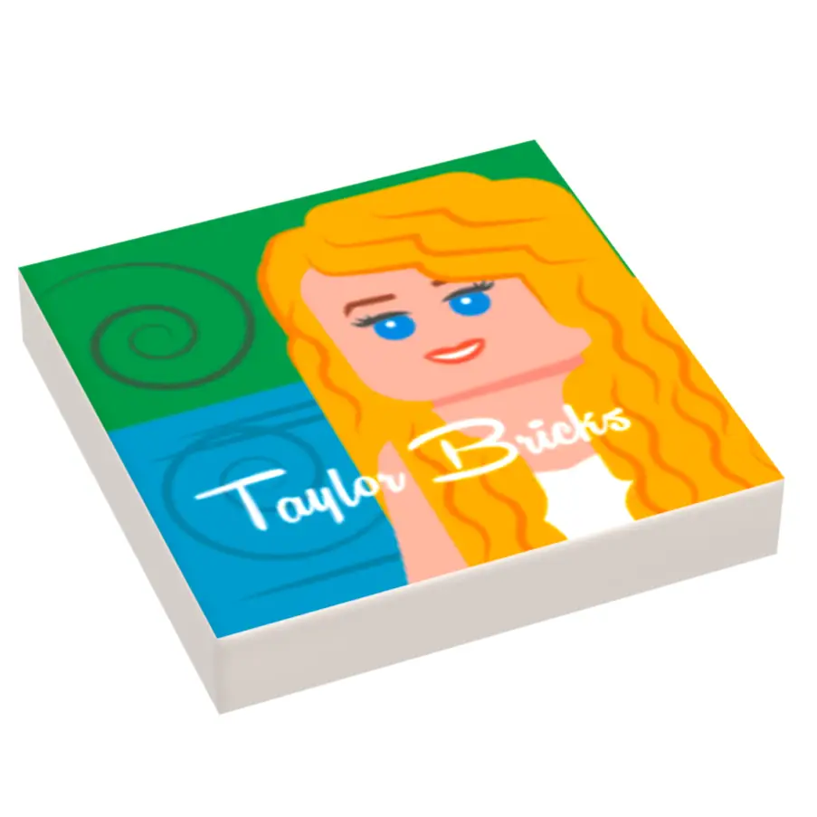 Custom printed Taylor Bricks 2006 music album cover LEGO tile by B3 Customs, featuring vibrant album artwork in 6x6 tile format.