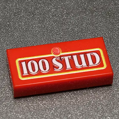 100 Stud custom printed LEGO 1x2 tiles from B3 Customs, featuring detailed designs on LEGO-compatible brick surfaces.