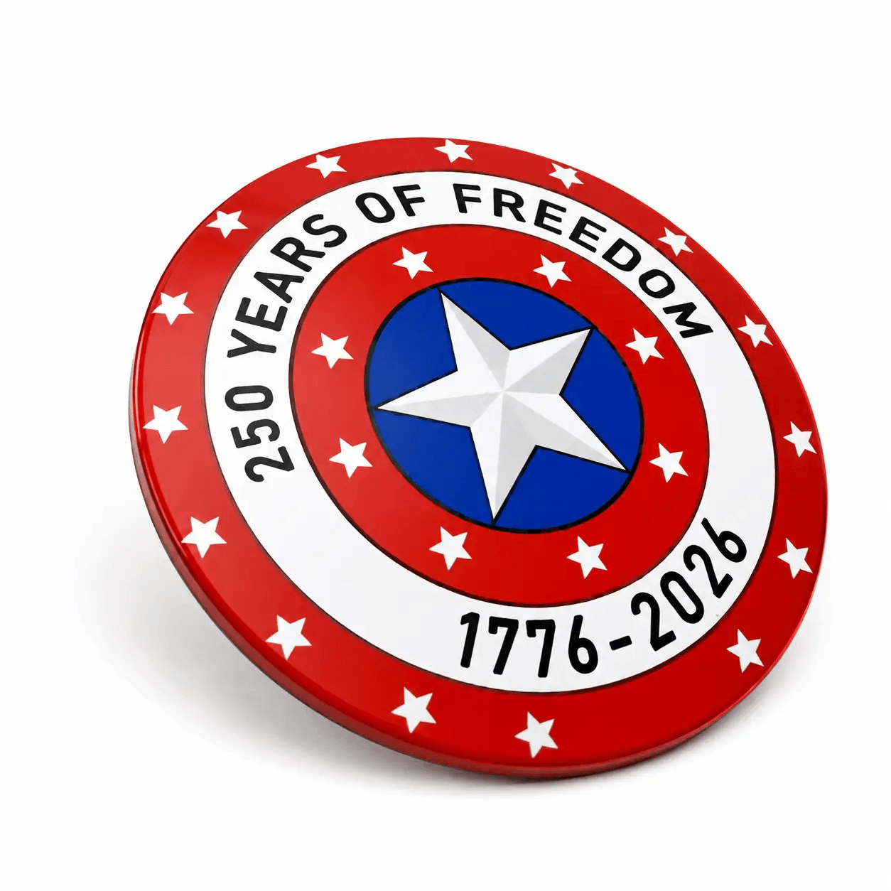 Custom LEGO 250 Years of America shield tile by B3 Customs, featuring a patriotic USA flag and shield design on a 2x3 tile.