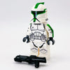 Green 41st Clone Trooper Phase 1 minifigure from B3 Customs, detailed LEGO-style action figure with armor and helmet.