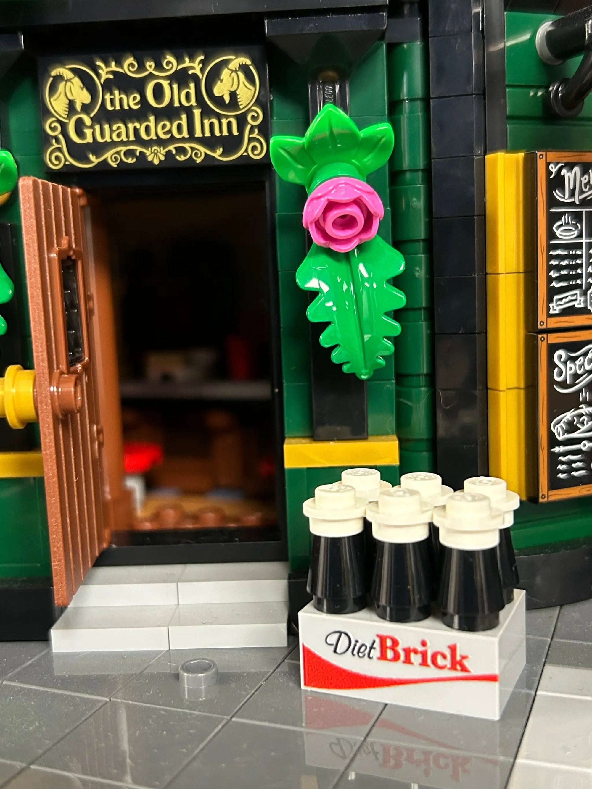 Six-pack of B3 Customs Diet Brick Soda bottles with colorful labels, arranged in a row on a plain background.