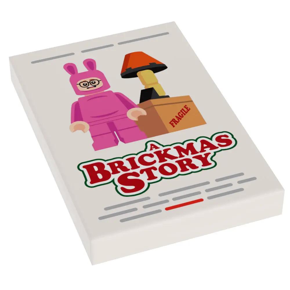 Brickmas Story Movie Cover from B3 Customs featuring a LEGO-themed Christmas story on a 2x3 tile.