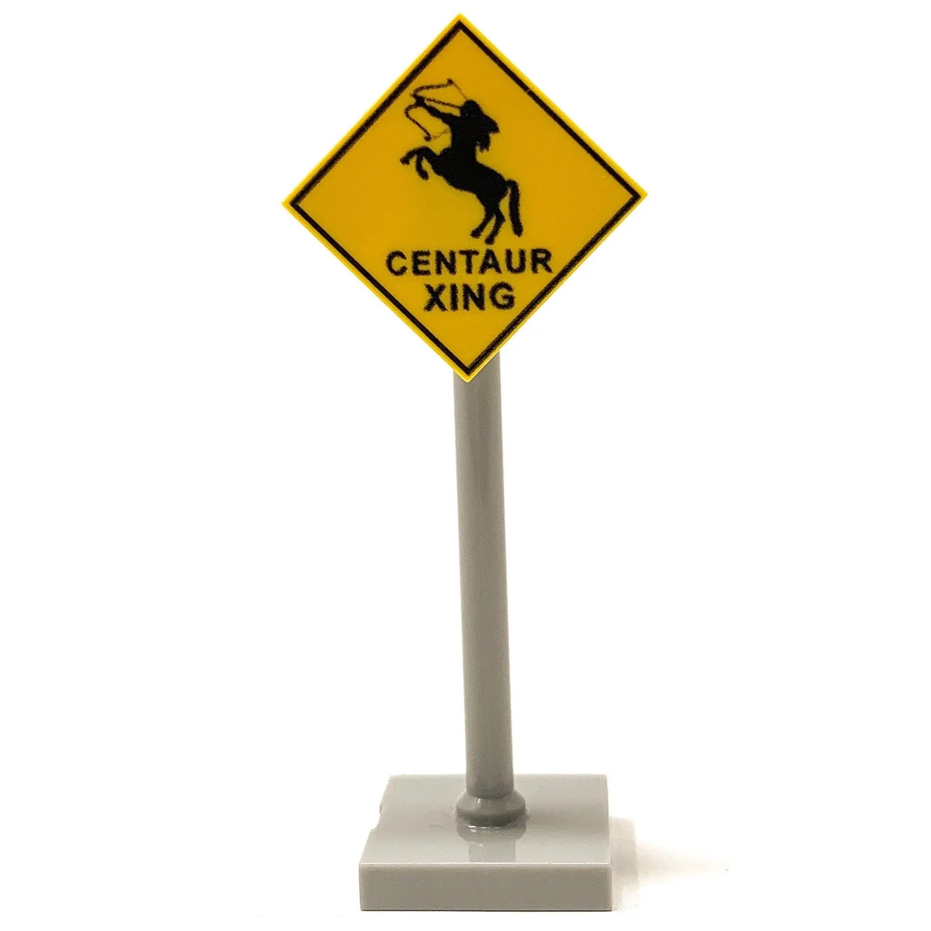 B3 Customs Centaur Xing sign featuring a detailed centaur illustration and "Xing" text, mounted on a wooden backing.