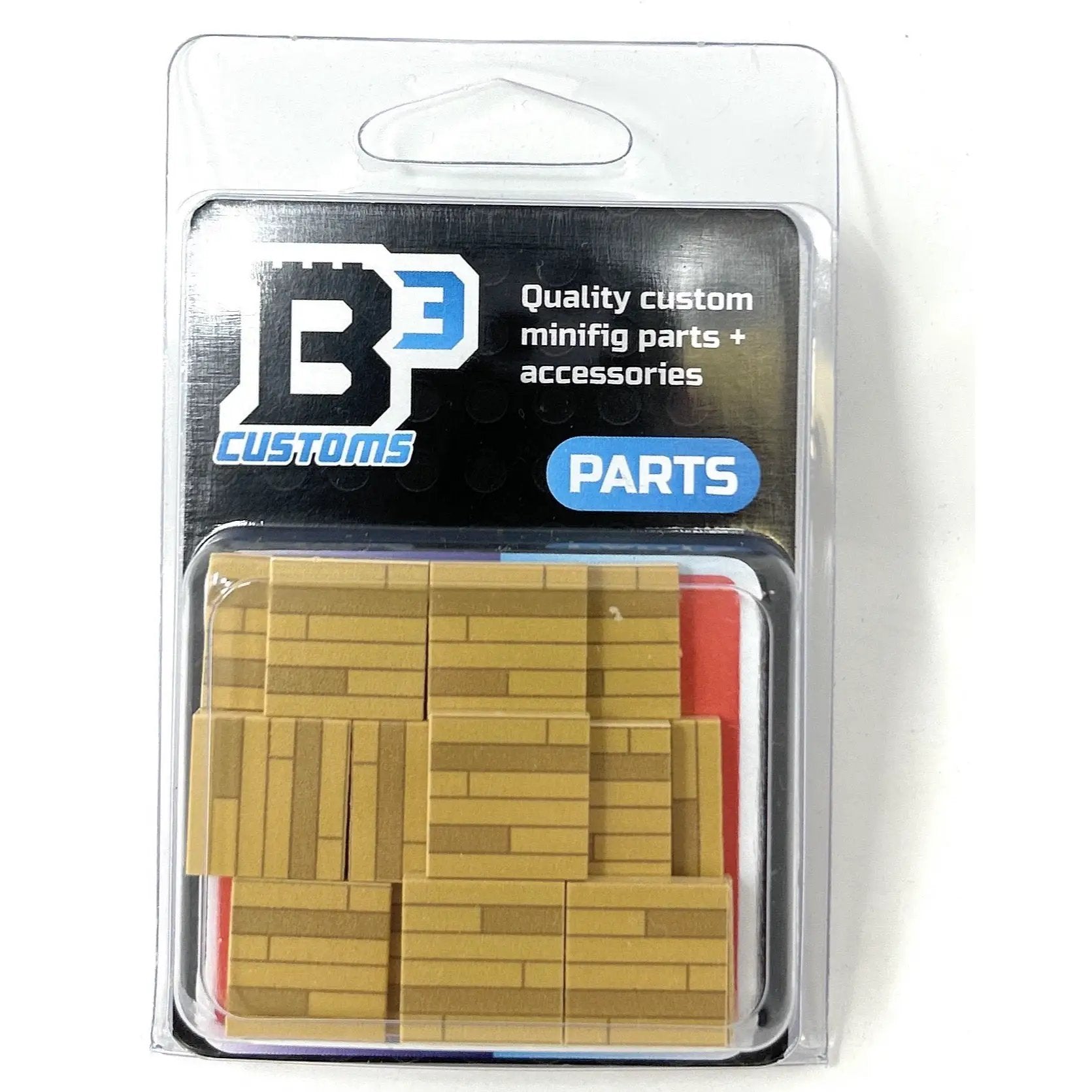 Light hardwood LEGO tile pack by B3 Customs featuring 20 custom-made light-colored tiles for building and crafting.