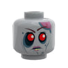B3 Customs Zombie #2 Minifig Head with detailed zombie face and dark green accents, designed for LEGO minifigure customization.