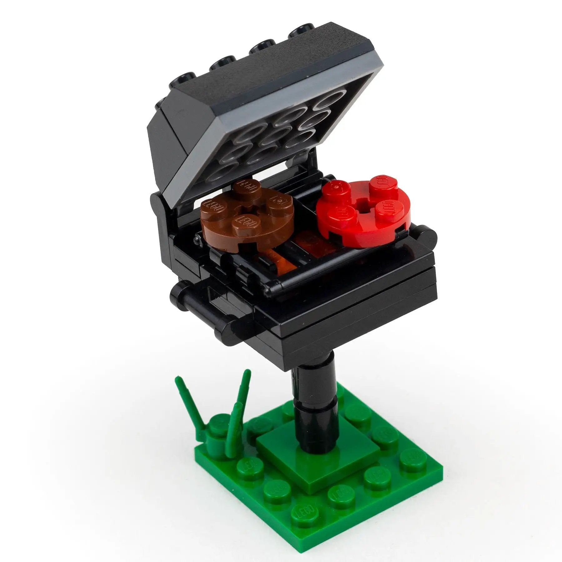 Lego-style B3 Customs BBQ Grill building set with colorful bricks, perfect for summer outdoor play and creative construction.