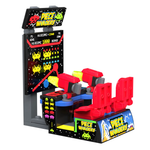 Big Screen Piece Invaders arcade machine built with LEGO parts by B3 Customs, featuring a space invaders design and colorful pixel art.