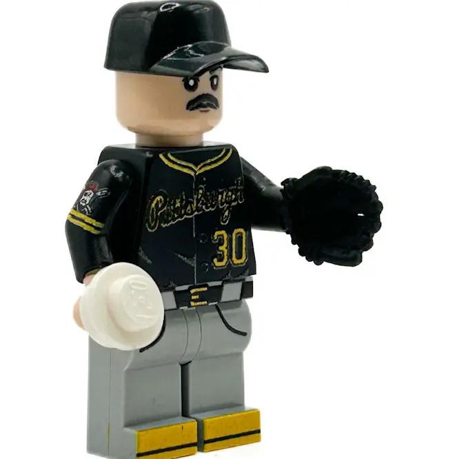 3D printed black baseball glove for minifig, left hand version, by B3 Customs, detailed miniature sports accessory for LEGO figures