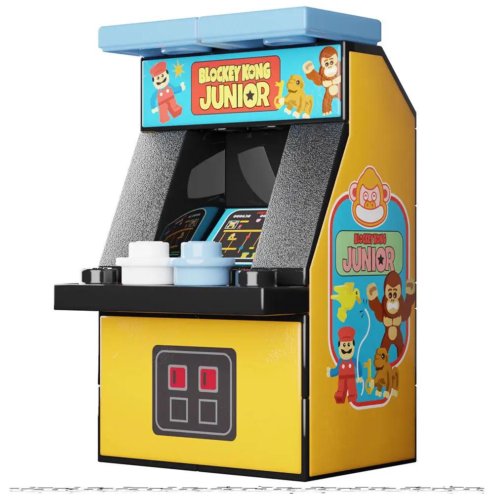 Blockey Kong Jr. arcade machine by B3 Customs featuring a colorful Lego-style design and classic arcade game controls.