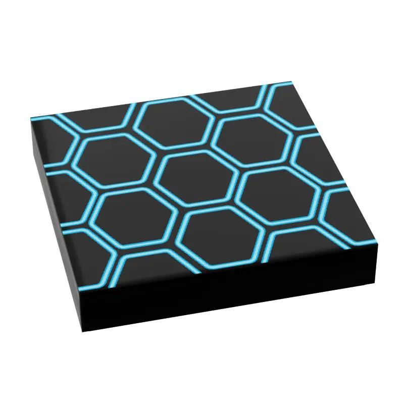 B3 Customs BLOK Lightcyle honeycomb grid flooring or wallpaper tile with LEGO Tron-inspired design in a 2x2 tile pattern