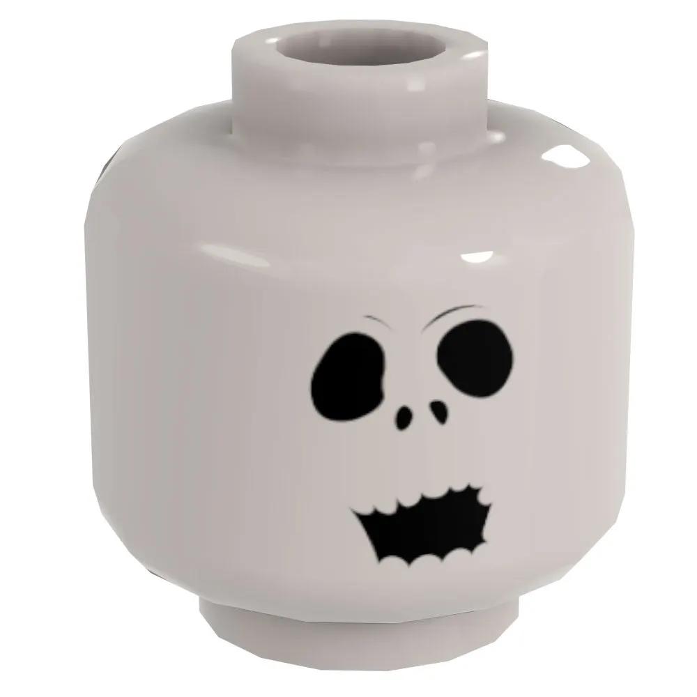 Custom LEGO Jack Skellington Gasping Minifig Head #3 by B3 Customs, detailed spooky skeleton face with open mouth.