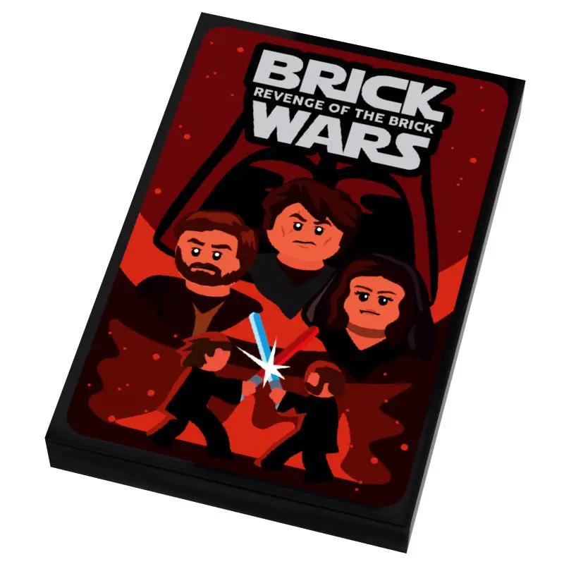 Custom LEGO Star Wars: Revenge of the Sith movie tile cover featuring Brick Wars EP. 3 design, 2x3 tile for LEGO display or collection.