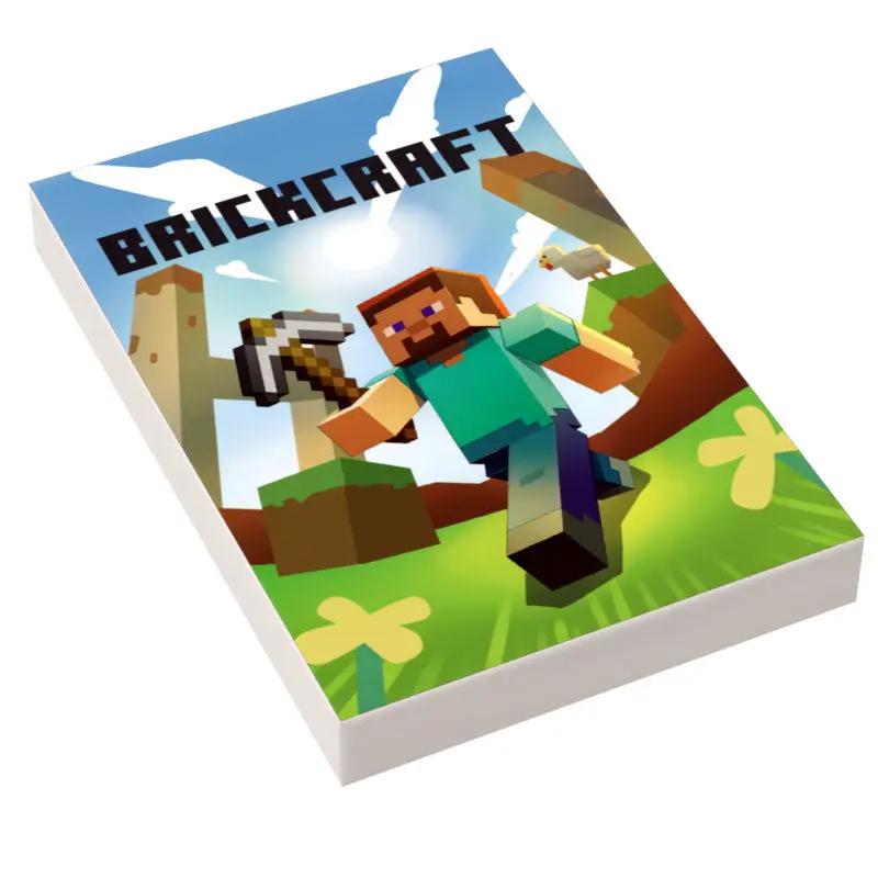 Custom LEGO Minecraft video game cover tile by B3 Customs featuring a detailed LEGO Minecraft scene on a 2x3 tile.