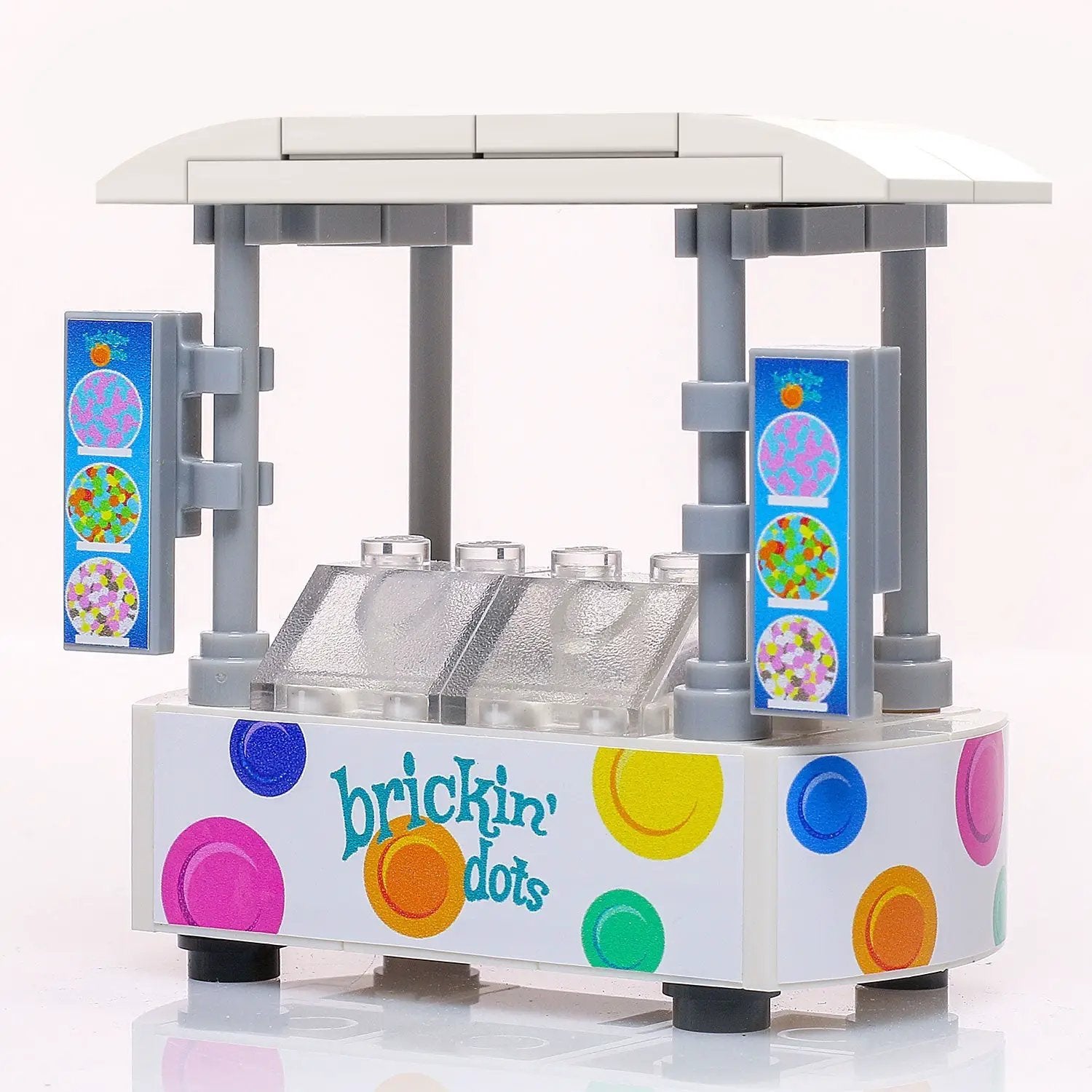 LEGO Brickin' Dots ice cream food stand built with B3 Customs LEGO parts, featuring colorful LEGO bricks and a playful design.