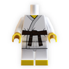 B3 Customs brown karate minifigure body with martial arts uniform and belt, detailed LEGO-style toy figure component.