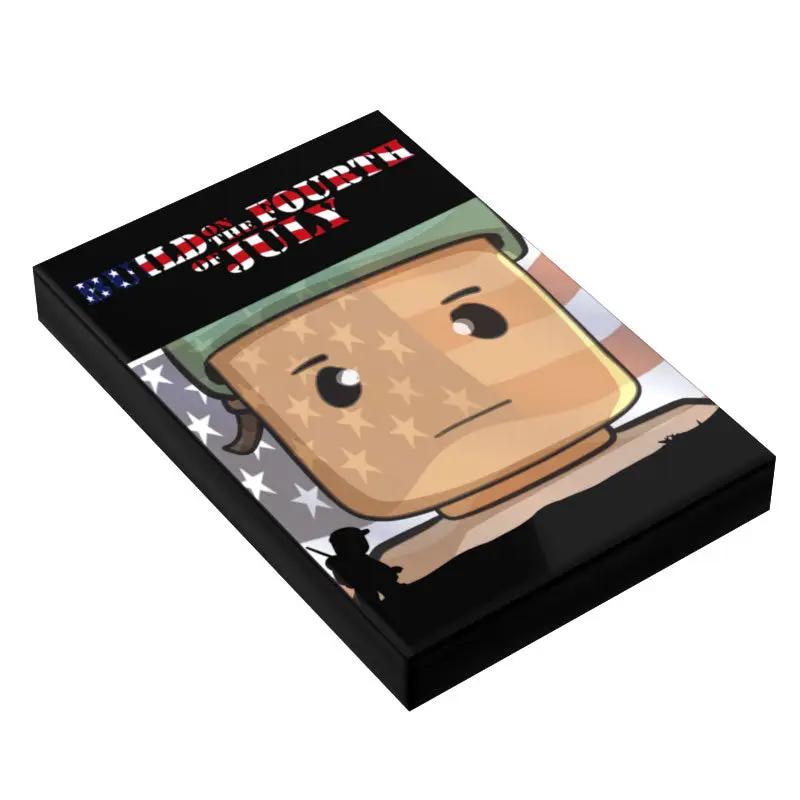 Custom LEGO 4th of July movie cover tile by B3 Customs featuring patriotic fireworks and festive red, white, and blue design.