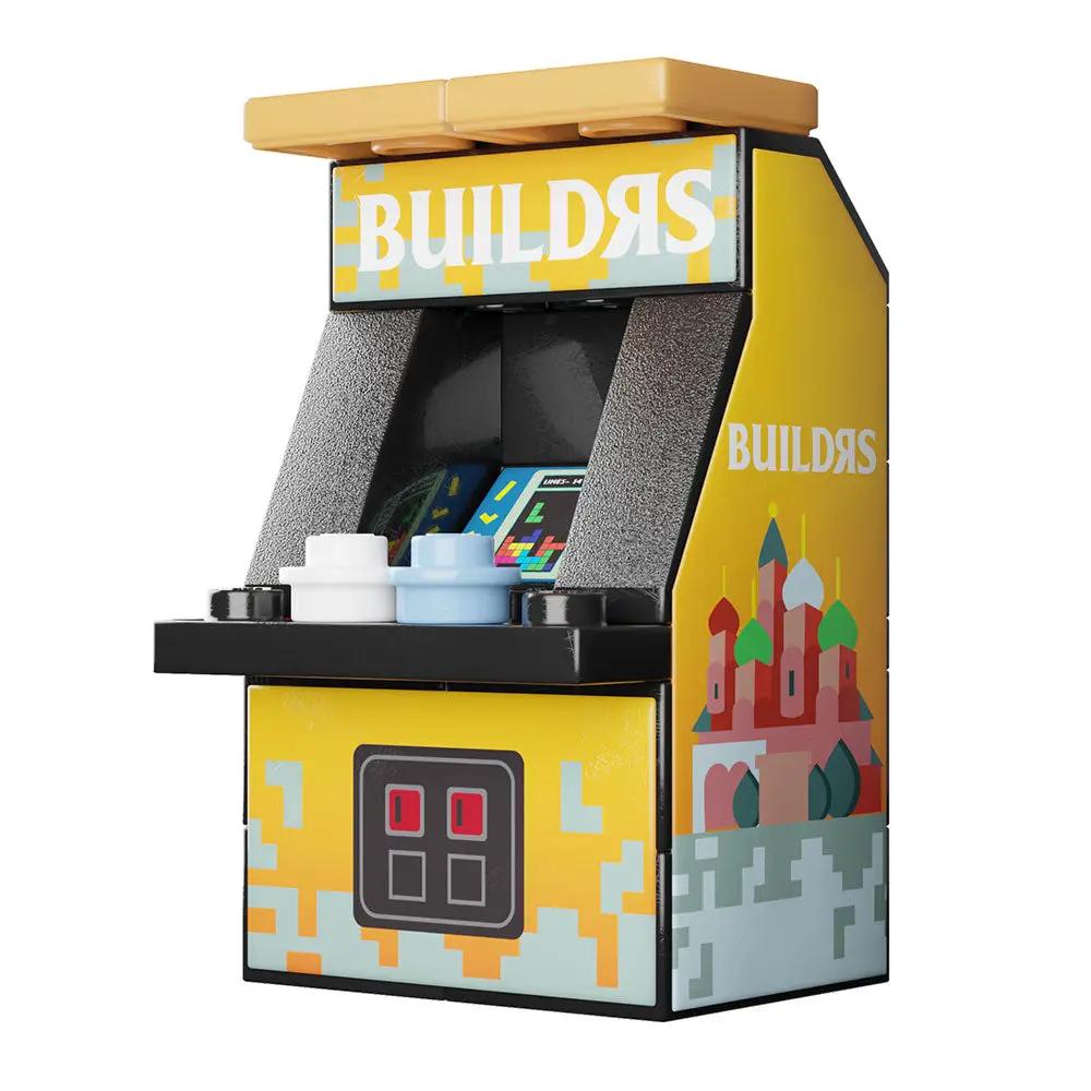 B3 Customs BUILDᴙS Classic Arcade Machine featuring a custom LEGO Tetris arcade game with colorful LEGO bricks and vintage arcade design