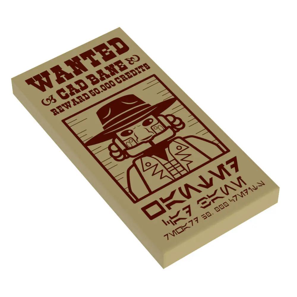 Custom LEGO Cad Bane Wanted Poster tile by B3 Customs, featuring a detailed image of the bounty hunter from Star Wars.