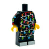 Black minifig body wearing Classic Christmas Lights pajamas from B3 Customs, featuring festive holiday design on the fabric.