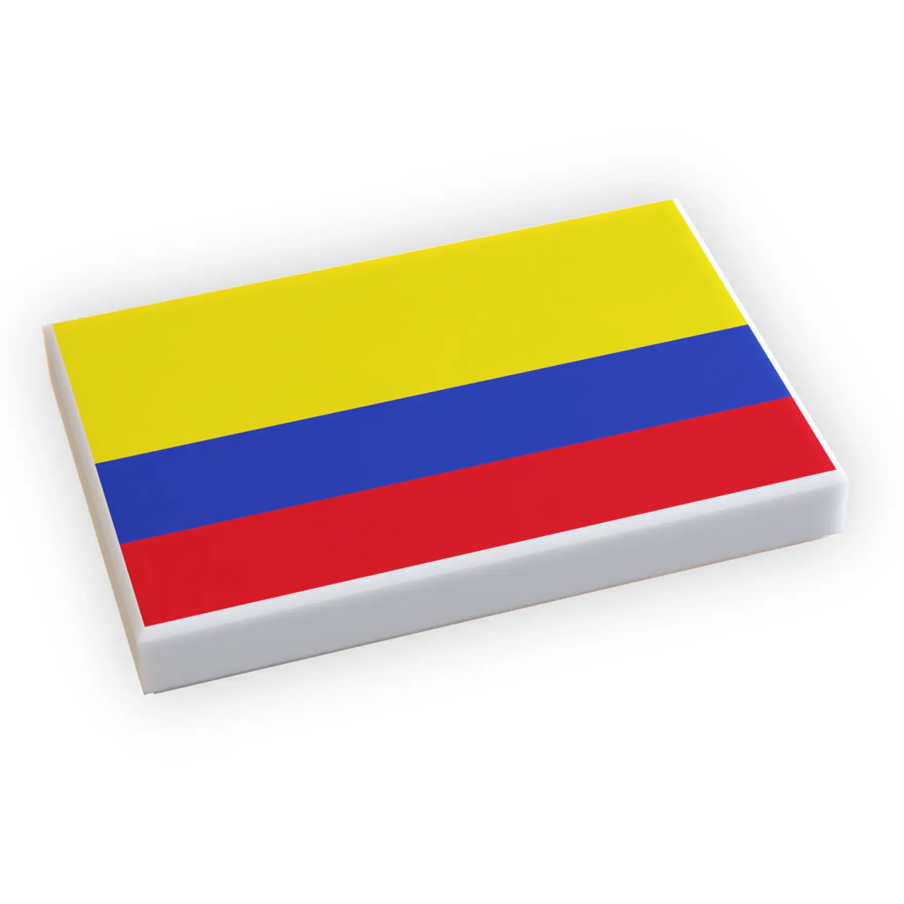 LEGO tile featuring the Colombia flag in 2x3 size, crafted by B3 Customs with detailed national flag design.