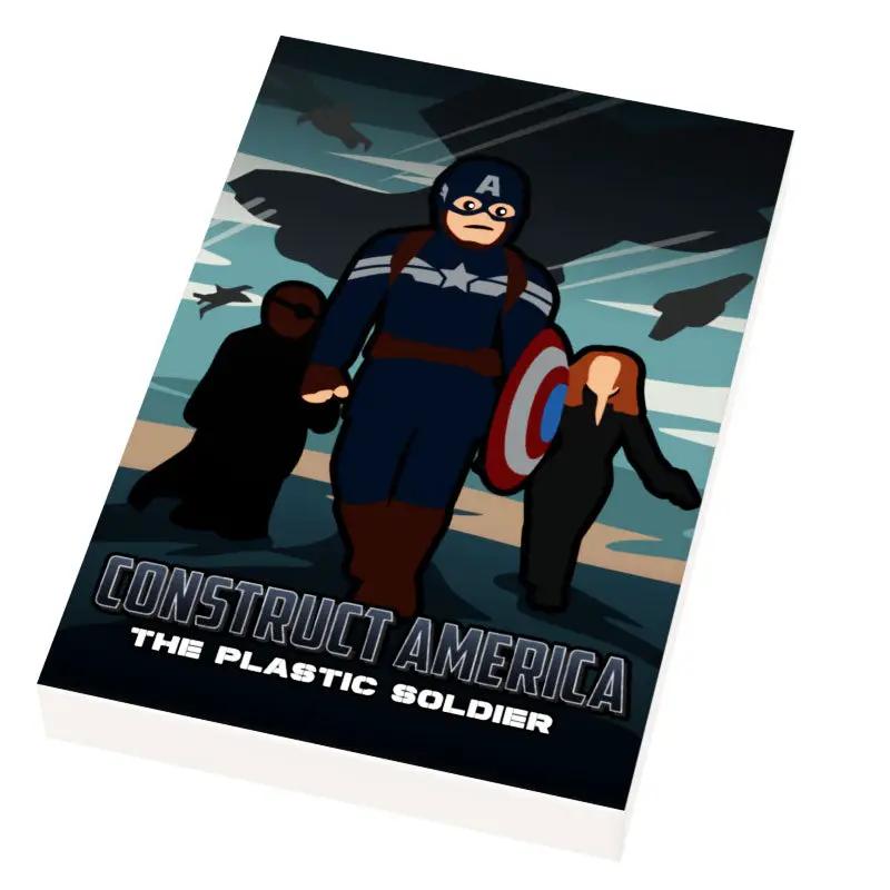 Custom LEGO winter soldier and Captain America movie cover tile by B3 Customs, featuring detailed plastic soldier figures in winter gear.