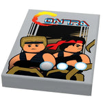 Custom LEGO Contra video game cover tile by B3 Customs featuring detailed pixel art from the classic game.
