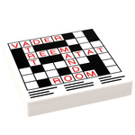 Custom LEGO crossword puzzle with 2x2 tiles for minifigs, designed by B3 Customs, featuring colorful interlocking puzzle pieces.