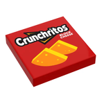 Custom LEGO Crunchitos Nacho Cheese Minifig Snack tile by B3 Customs, featuring detailed orange and yellow cheese snack design.
