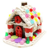 Custom gingerbread house by B3 Customs, featuring detailed sugar decorations and a festive square-shaped gingerbread structure.