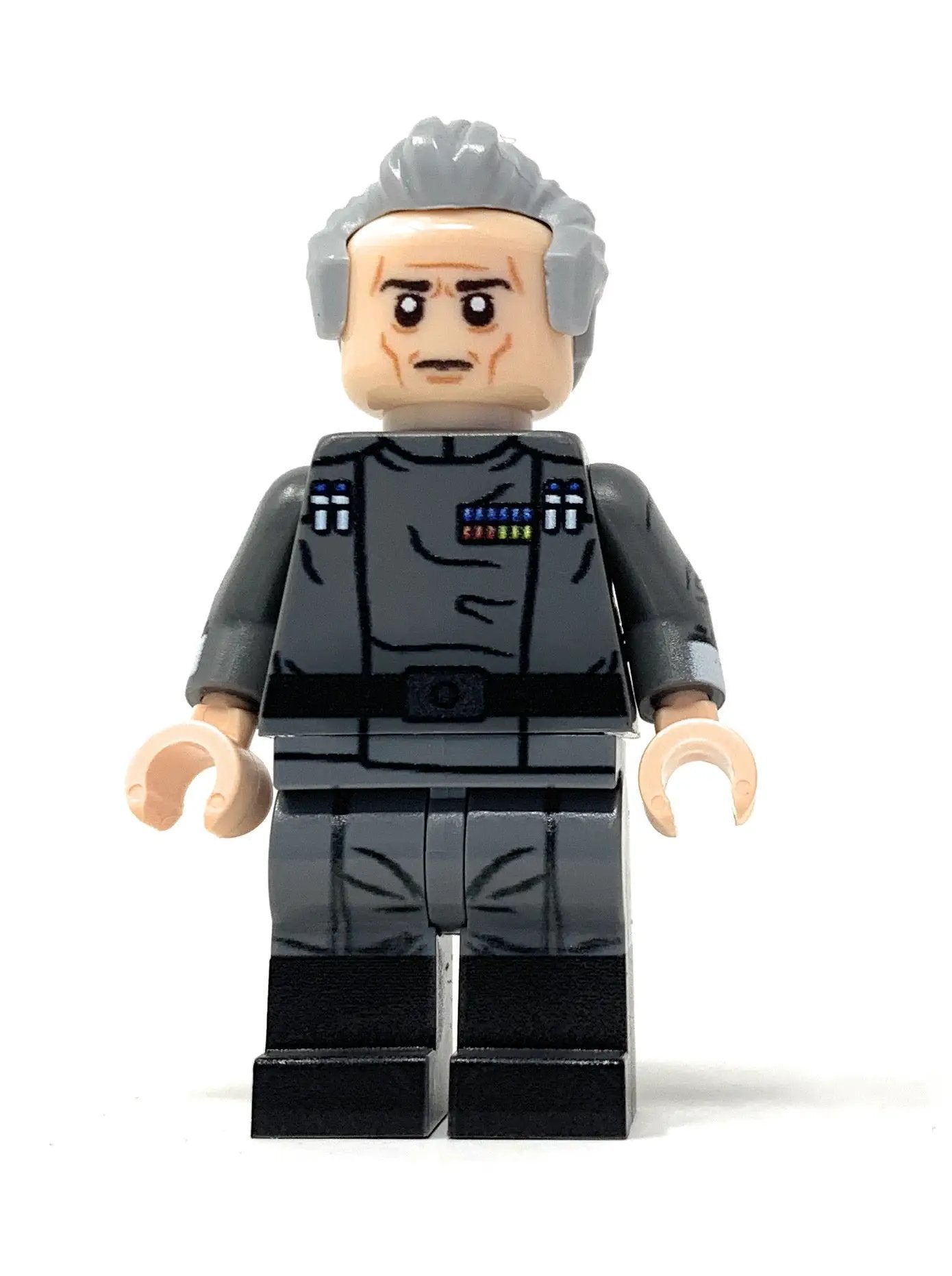 Custom Grand Moff Tarkin LEGO minifigure by B3 Customs, featuring detailed design and authentic LEGO parts on a white background.