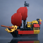 Custom LEGO mini Queen Anne's Revenge pirate ship by B3 Customs, featuring detailed sails and intricate ship design.