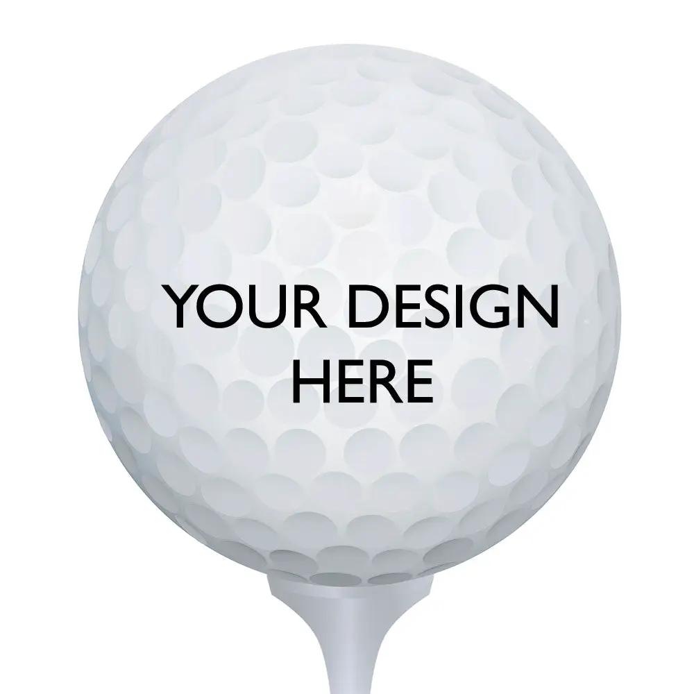 Custom B3 Customs printed golf balls featuring personalized text and designs on a set of white golf balls.