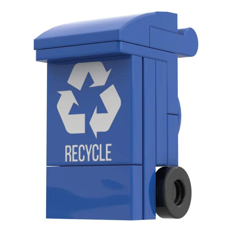 Custom LEGO-themed recycle bin by B3 Customs, featuring vibrant LEGO brick design and sturdy trash can construction.