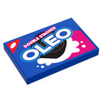 Double-stacked LEGO Oreo cookies made with LEGO parts, featuring realistic design and detailed brick construction by B3 Customs.