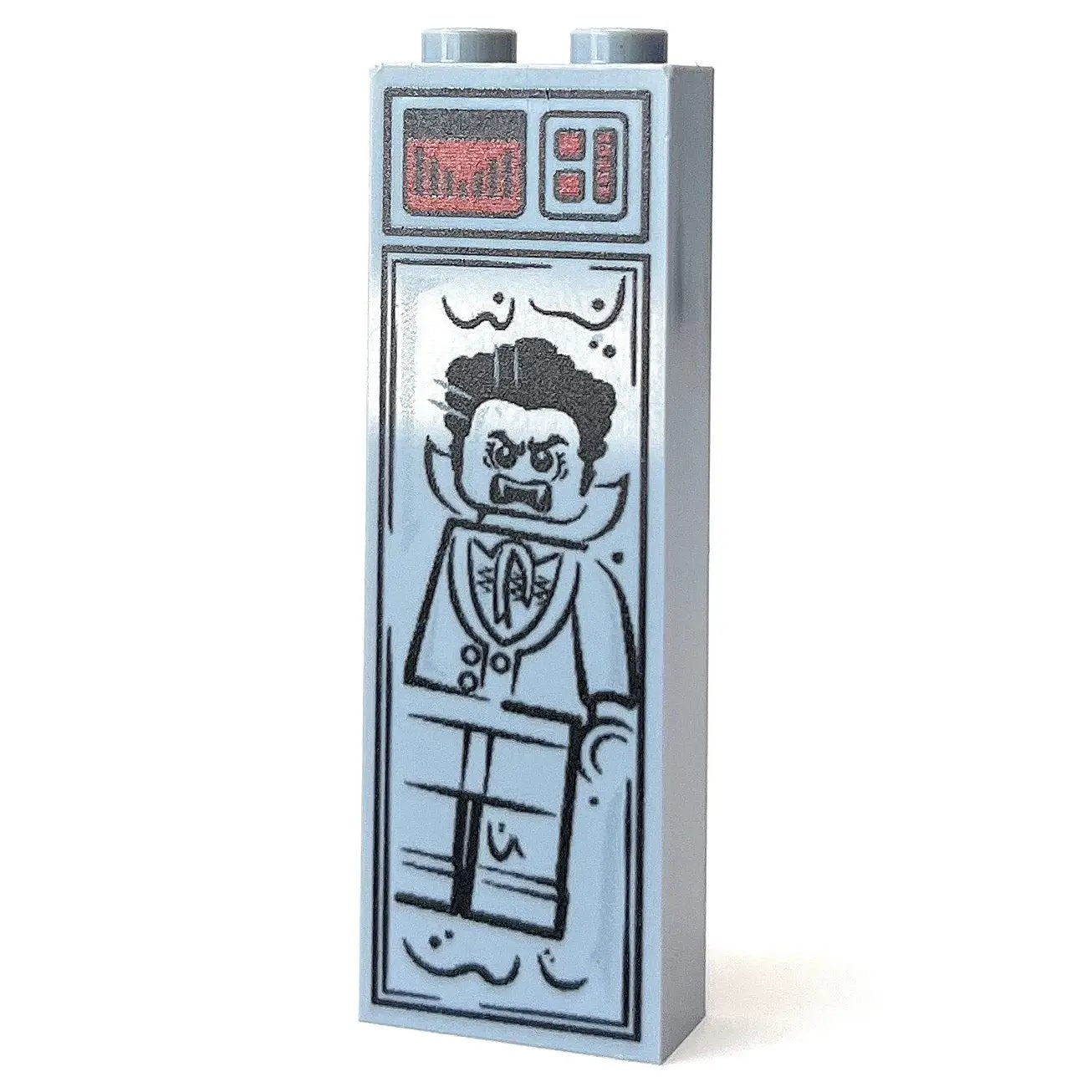 B3 Customs Dracula Halloween figure in Carbonite, 1x2x5 brick, featuring detailed vampire design in black and gray tones