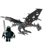 Custom LEGO Fell Beast with Ringwraith minifig from B3 Customs, detailed LEGO Lord of the Rings dragon build.