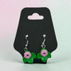 Colorful flower earrings made from LEGO bricks by B3 Customs, featuring vibrant, playful jewelry with floral design.