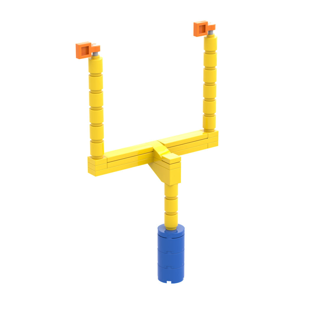 LEGO football field goal post built by B3 Customs, featuring detailed LEGO brick construction and a football field background.