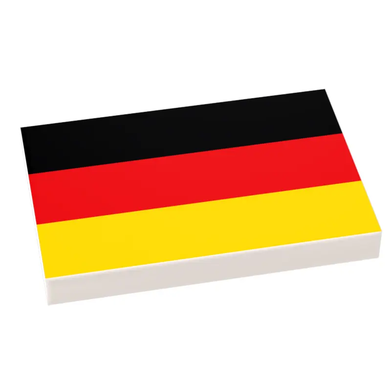 Lego Germany flag tile with black, red, and gold colors, designed for custom building projects by B3 Customs.