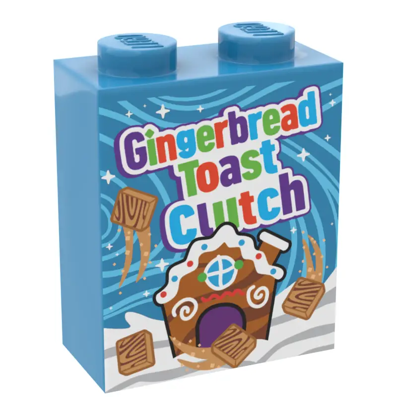 Lego Gingerbread Toast Clutch Christmas Cereal brick by B3 Customs, featuring detailed gingerbread toast and cereal design.