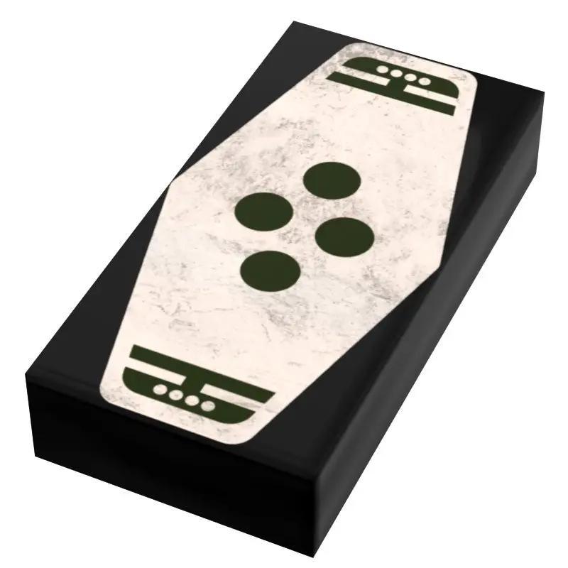 Green 4 Sabacc card tile made with LEGO parts by B3 Customs, designed for Star Wars-themed custom gaming accessories.