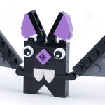 LEGO Halloween bat made with B3 Customs custom LEGO parts, featuring black wings and detailed brick construction.